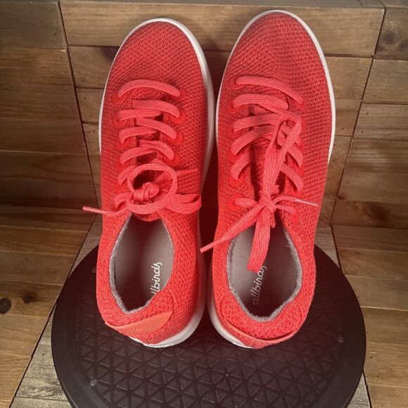 Allbirds Tree Pipers Mens Size 10 Red Lace Up Casual Knit Comfort Sneakers - Picture 5 of 10